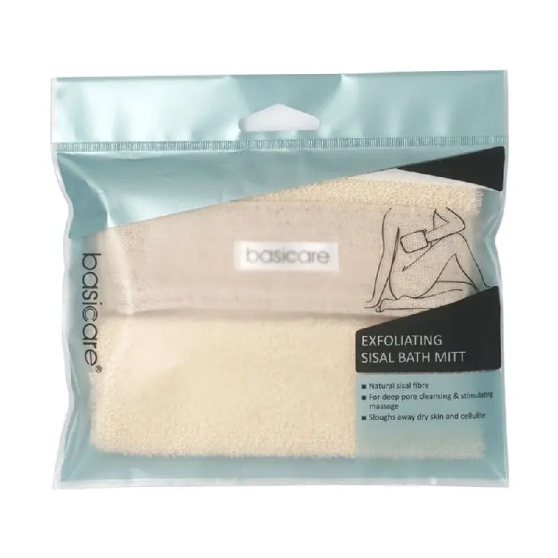 Basicare Exfoliating Sisal Bath Mitt 13cmx20cm Natural Fibre Deep Cleansing - Beauty