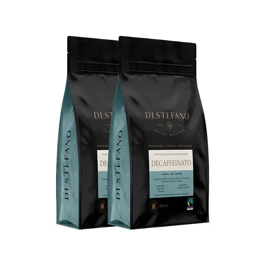 2PK Di Stefano Swiss Water Decaf Coffee Beans Decaffeinato Roast 250g Hot Drink - Groceries