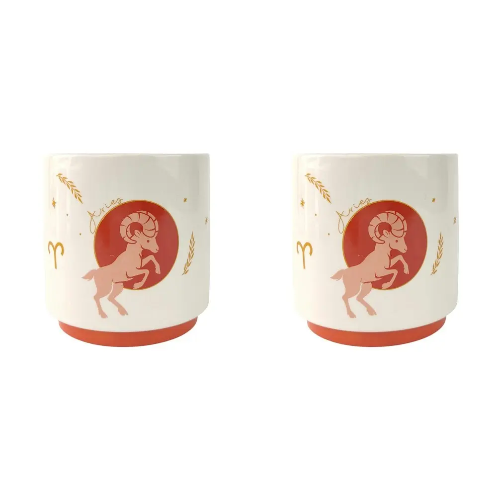2x Urban Aries Zodiac 13cm Ceramic Planter Flower/Plant Pot Decor Small Pink - Home & Garden