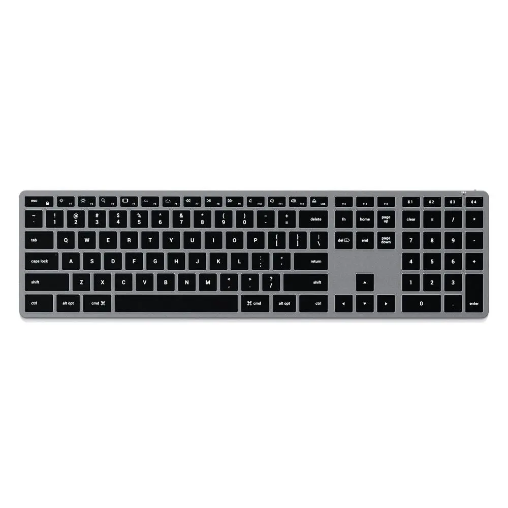 Satechi Slim X3 Bluetooth Backlit Keyboard for iPhone 12/iPad Air/Mac Space Grey - Electronics