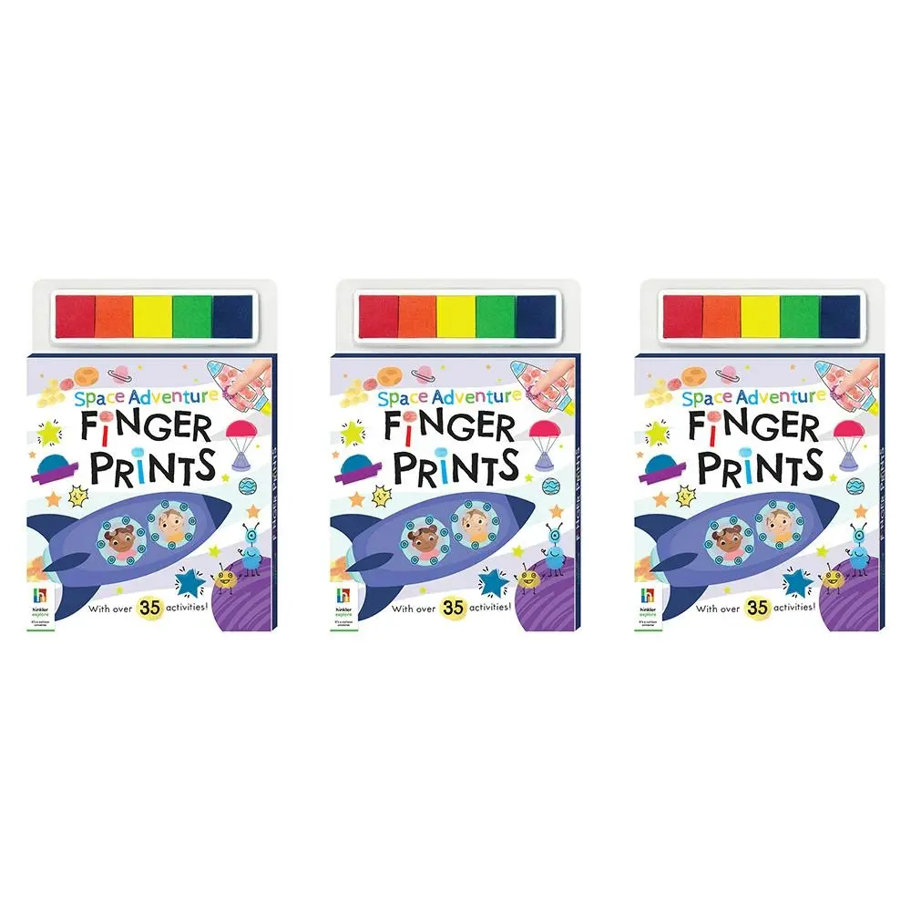 3x Kaleidoscope Space Adventure Finger Prints Kids Finger Painting Book 3y+ - Entertainment