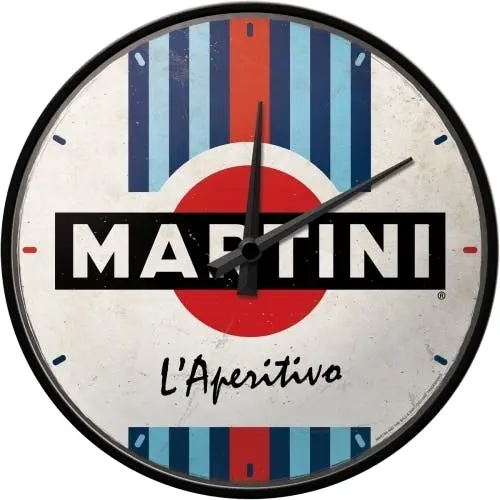 Nostalgic Art 30cm Martini L'Aperitivo Racing Stripes Quartz Round Wall Clock - Home & Garden