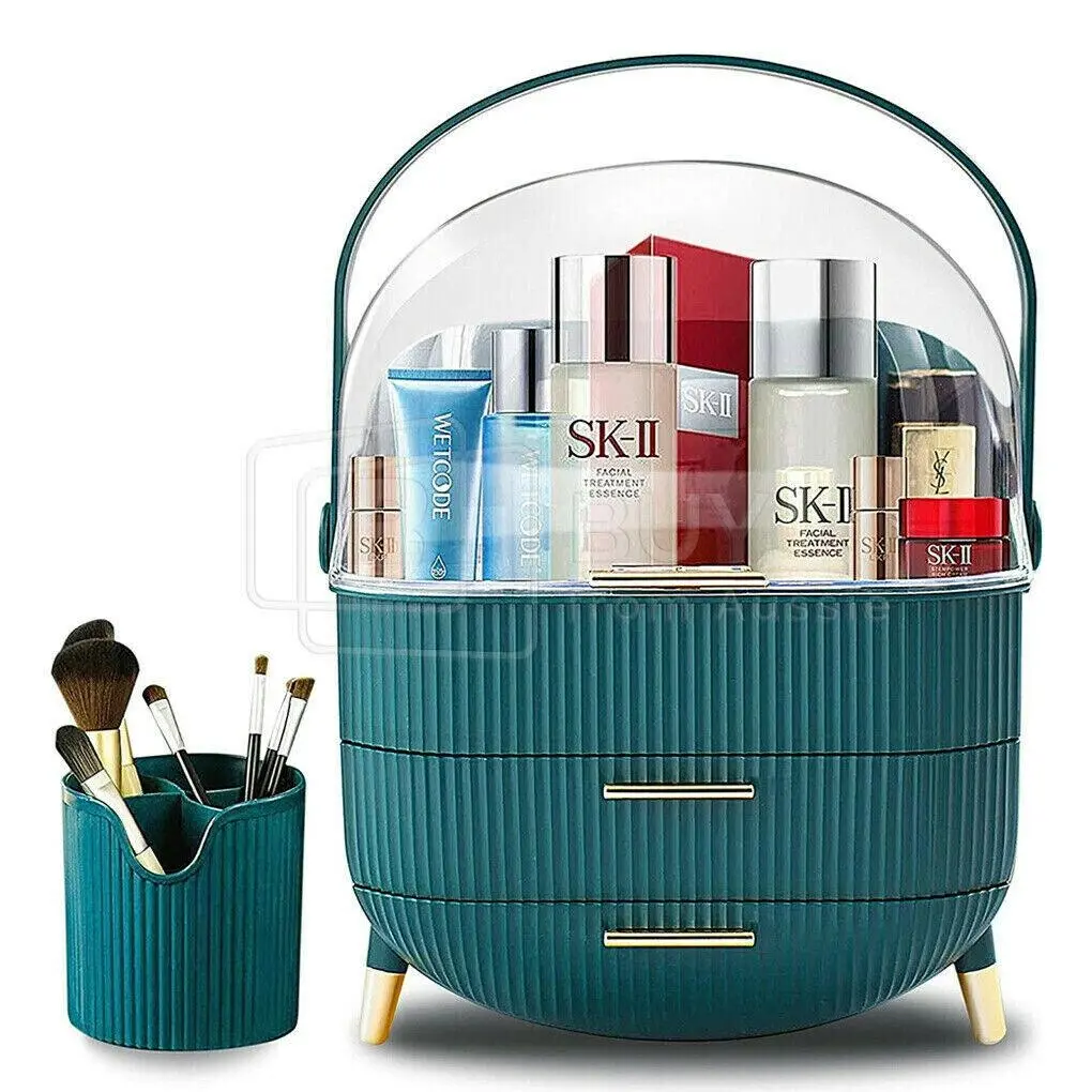 Dust-Proof Green Makeup Organizer Box