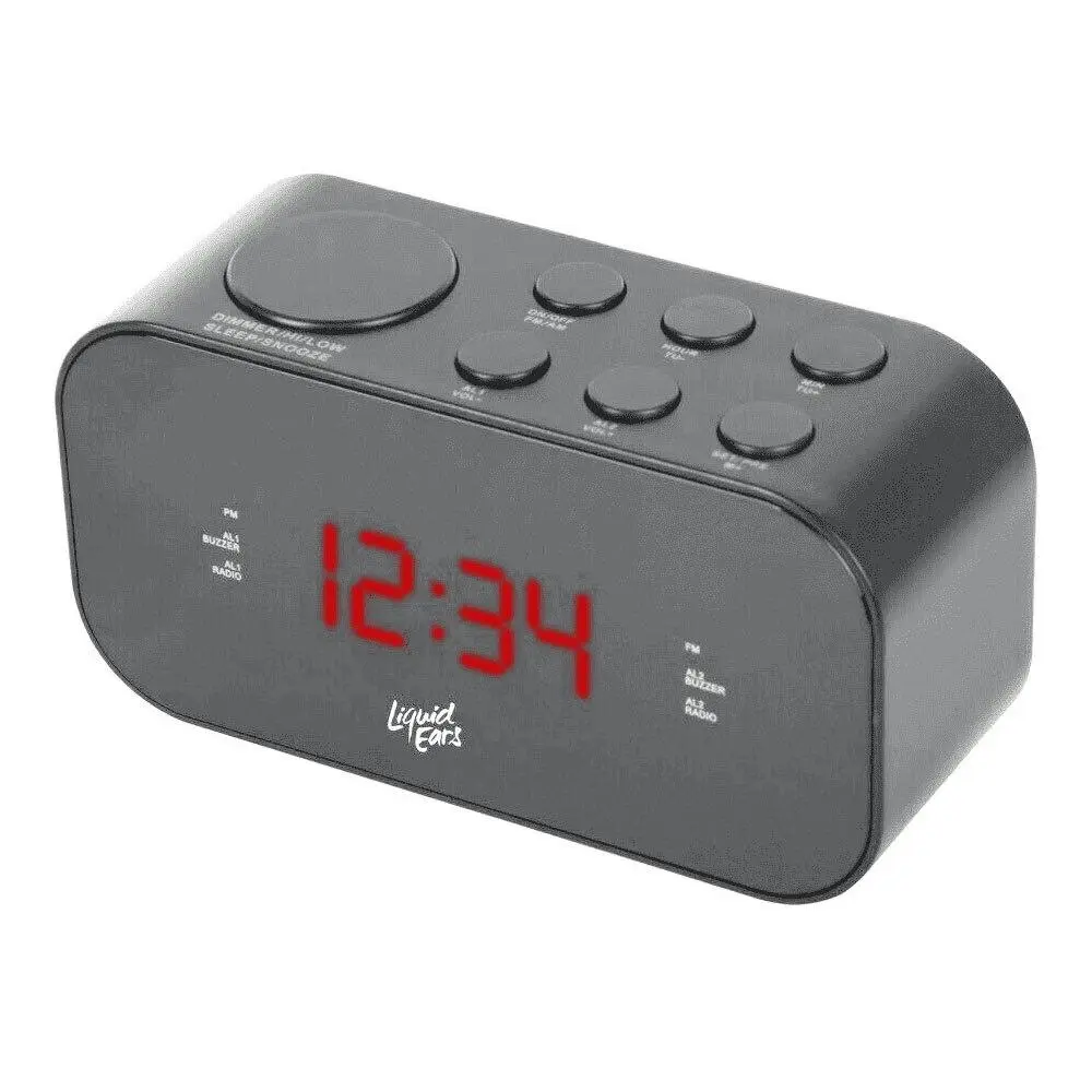 Liquid Ears AM/FM Portable Digital Dual Alarm/Radio Clock Tuner Snooze/Buzzer BK - Home & Garden