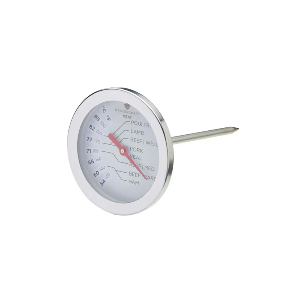 MasterCraft Stainless Steel 13.5cm Meat Thermometer Food BBQ Cooking Silver - Home & Garden