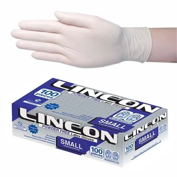 Lincon Latex Powder Free Gloves Small Cream AS/NZ 100 Box - Commercial