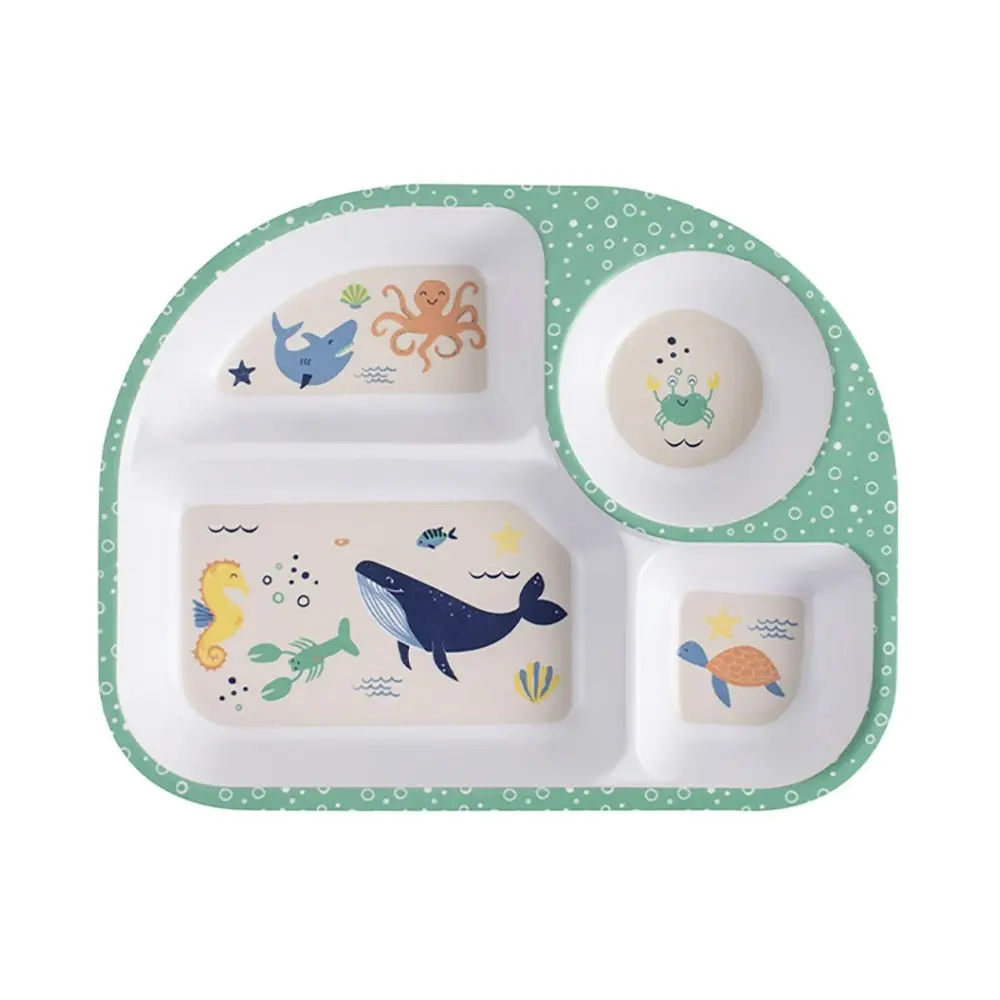 Ladelle 27cm Ocean Melamine Divided Food Tray Kids/Children Feeding Plate Green - Baby
