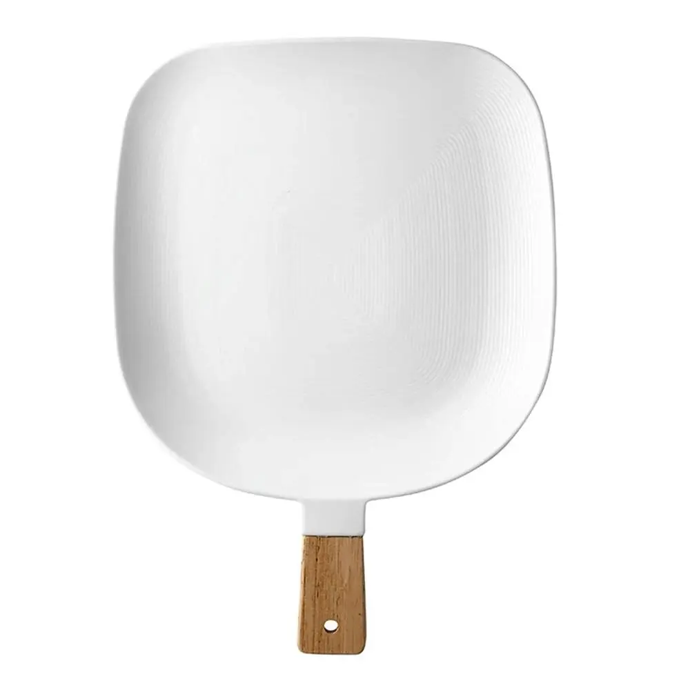 Ladelle Linear Texture White 36cm Porcelain Paddle Food Platter w/ Serve Stick - Home & Garden