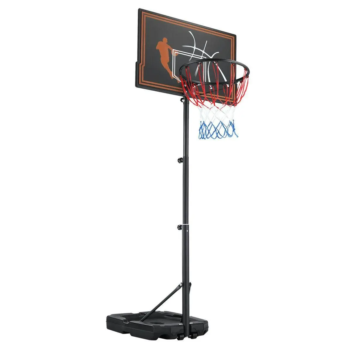 Genki 1.1 to 2.1m Portable Basketball System Stand Ring Hoop Height Adjustable Equipment Indoor for Kids Adults - Sports & Outdoor