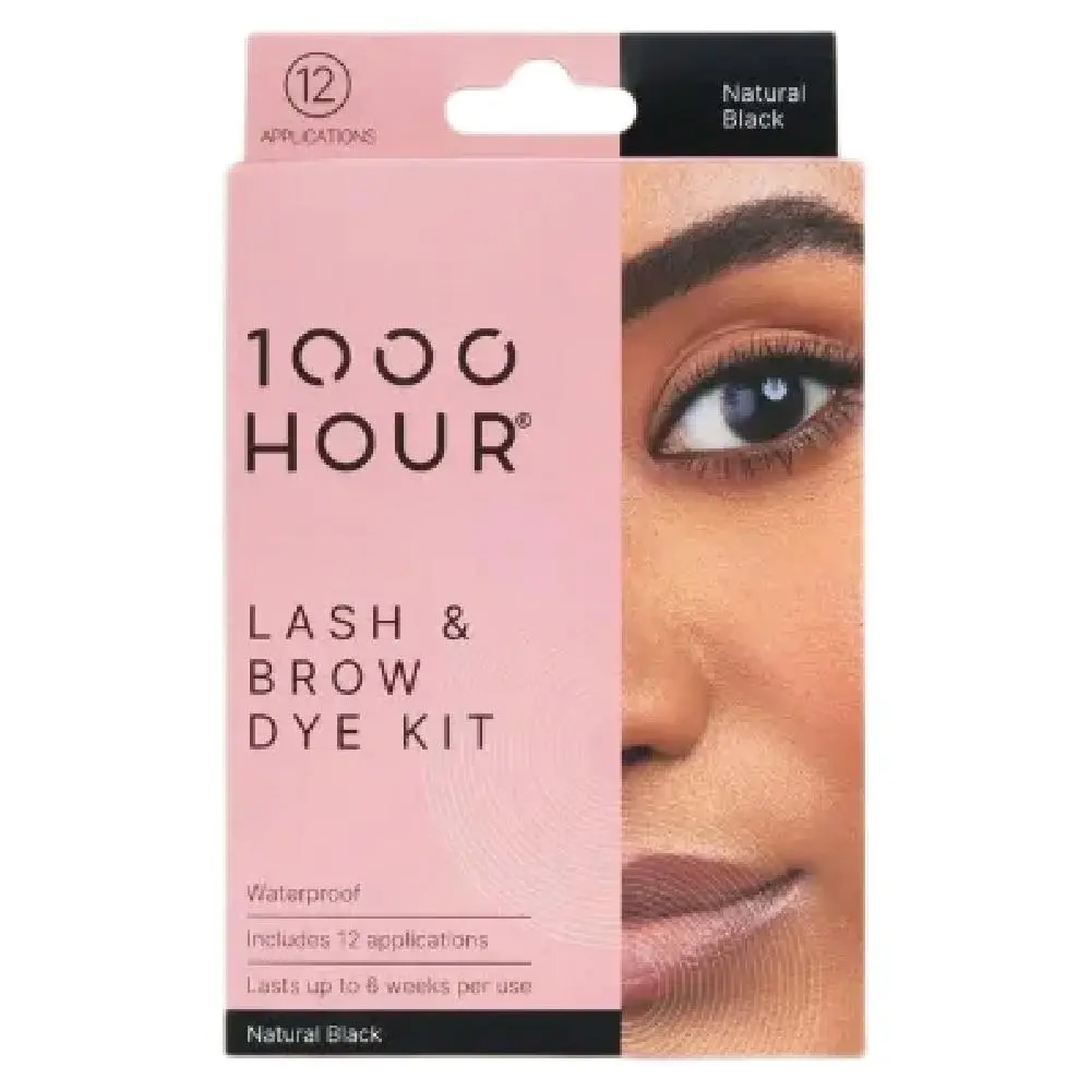 1000 Hour Eyelash and Brow Dye Kit Natural Black 1 Pack Of 12 Applications - Beauty